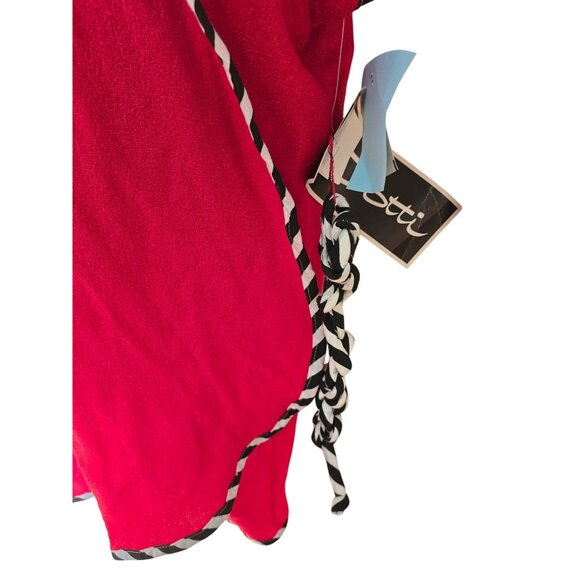 Dotti Red Wrap Terrycloth Cover-Up W/ Black & White Trim Medium Lightweight & St - Picture 4 of 8